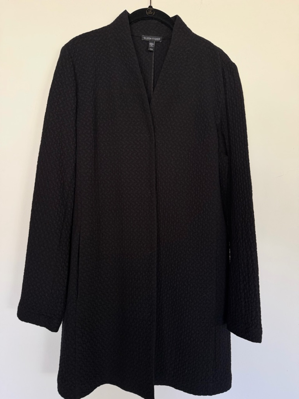 Eileen Fisher Black Weave Coat -Women’s Size Med GUC!